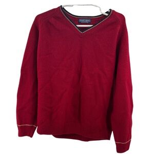 Dutti Sport by Massimo Dutti wool V-neck sweater varsity stripes red XL preppy